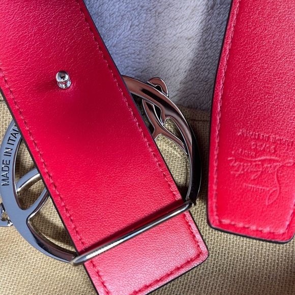 Christian Louboutin Brown leather CL logo Belt - Picture 4 of 5